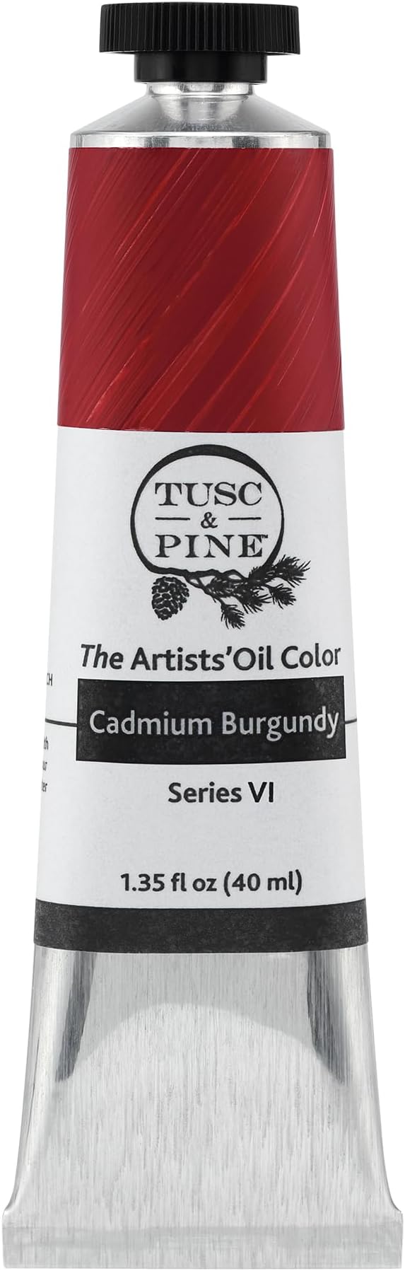 Tusc & Pine Artist Oil Paint - Cadmium Burgundy, 40 ml, Non-Yellowing, Rich & Creamy Consistency, Maximum Pigment Load, Small Batch Milled Oil Paints Made in the USA for Professional Artists