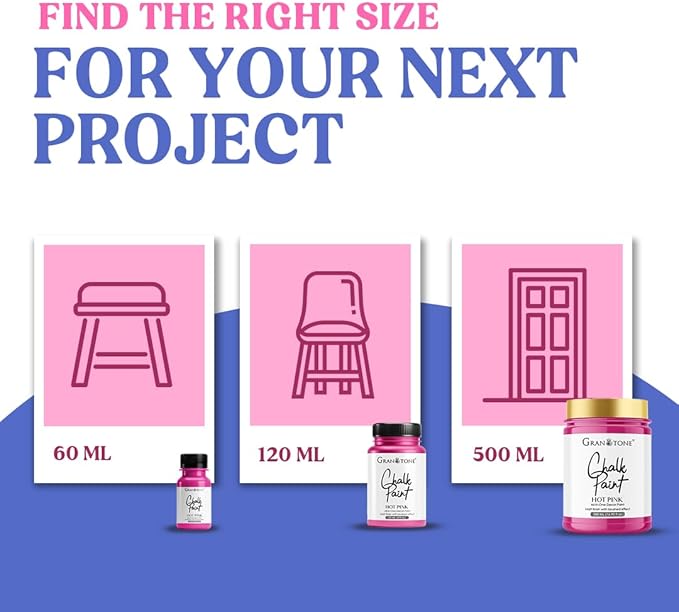GRANOTONE Chalk Paint for Furniture | Matt-Finish Water-Based Acrylic Paint for Wood, Walls, Metal, Glass, Paper, Fabric Canvas | Maximum Coverage Chalk Paint for Kids & Adults, 250 Ml (LILAC)