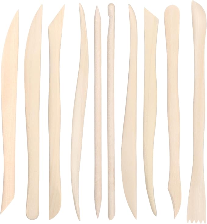 50PCS Wooden Clay Sculpting Tools, 6.2'' Smooth Double Ended Clay Modeling Tools, Polymer Clays Tool Sculpting, Wood Pottery Tool Kit for Ceramics Soap Playdough Carving Supplies