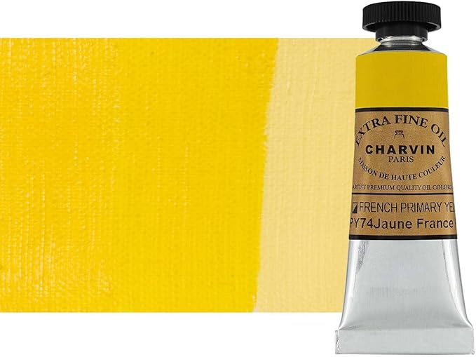 Charvin Extra Fine Oil Paint, French Yellow Primary 20 mL - Triple-Milled, Rich Texture, Poppy Oil-Based, Light-Fast, Handmade, Archival Quality
