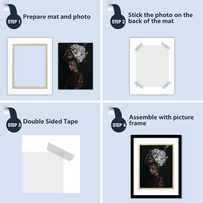 Mat Board Center, Double Mat - Acid Free, 8-ply Thickness, White Core - for Pictures, Photos, Framing (Off White Over Gold, 11x14 for 8.5x11, Pack of 5)