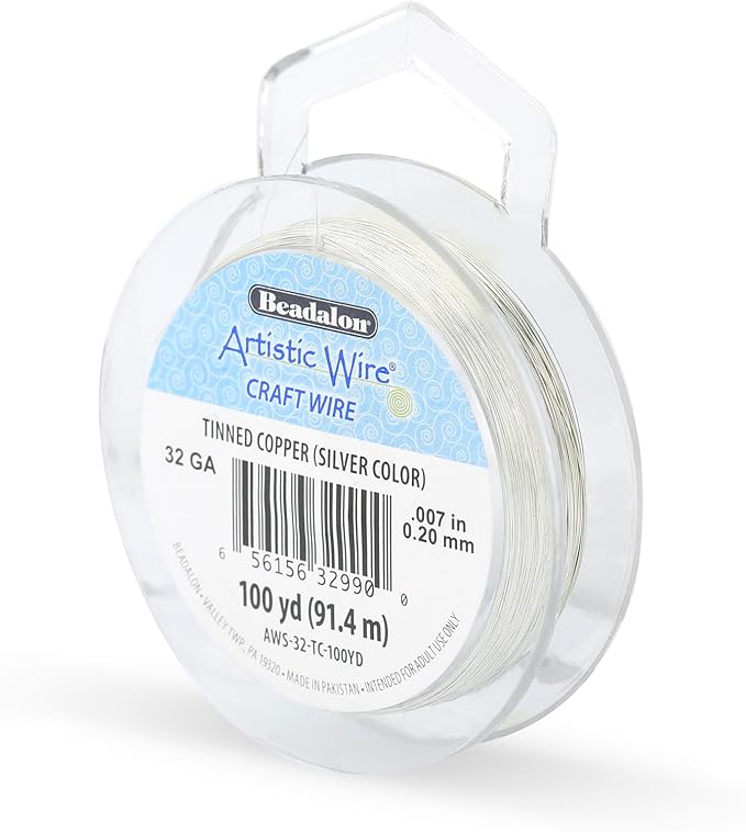 Artistic Wire, 32 Gauge Tarnish Resistant Tinned Copper Craft Wire, 100 yd