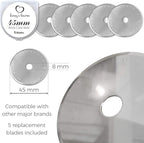 Rotary Cutter Set - Quilting Kit incl. 45mm Fabric Cutter, 5 Replacement Blades, A4 Cutting Mat, Acrylic Ruler and Craft Clips - Ideal for Crafting, Sewing, Patchworking, Crochet & Knitting (Pink, A4)