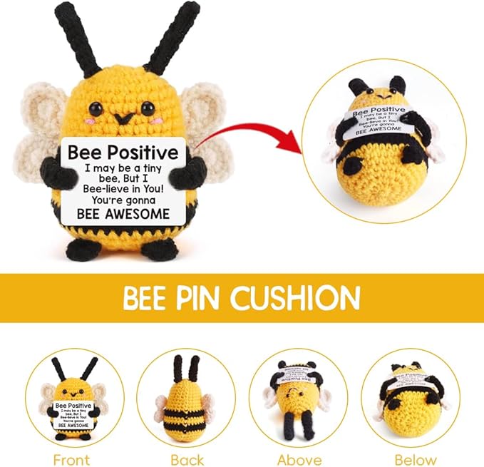Bee Pin Cushion, Handmade Knitted Pincushions, Cute Pin Cushions Needle Holders for Sewing Quilting Accessory, DIY Crafts or Patchwork Decor