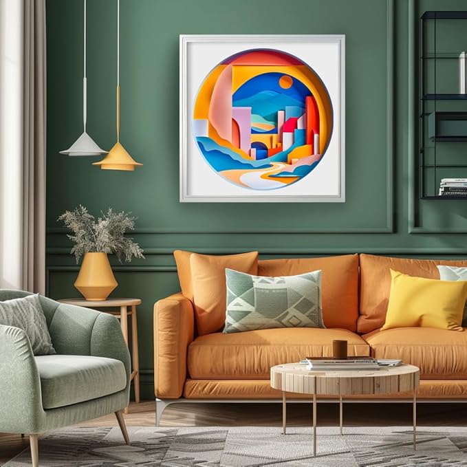 Bgraamiens 3D Visual Sunrise in The Distance 1000 Pieces Round Puzzle for Adult,Unique Modern Art