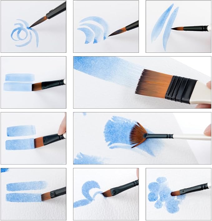 Transon Paint Brush Kit 10pcs Art Brushes and 1 Paint Spatula with Brush Case