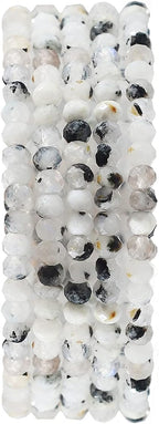 Natural White Spectrolite Beads 4x2mm 120pcs Faceted Rondelle Loose Semi Gemstone Beads for Jewelry Making Design