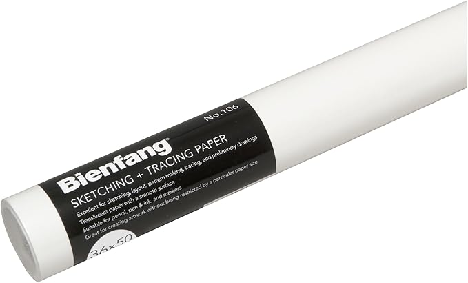 Bienfang Sketching & Tracing Paper Roll, White, 36 Inches x 50 Yards - for Drawing, Trace, Sketch, Sewing Pattern