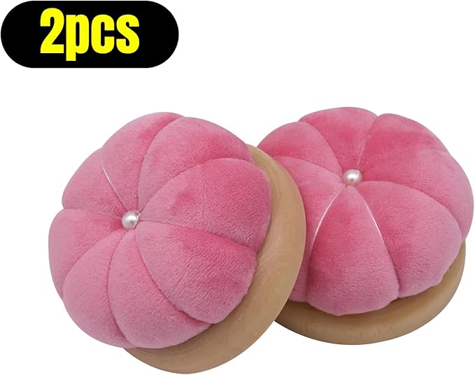 Uxney Pin Cushion,Wooden Sewing Pin Cushion Pincushion Needle Cushion for Sewing Quilting Needlework DIY Crafts(Pink,2 PCS)