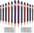 12 PCS 2 in 1 Stylus Ballpoint Pen with Stylus Tip, 1.0 mm Black Ink Metal Pen Stylus Pen for Touch Screens (Mixed Color)