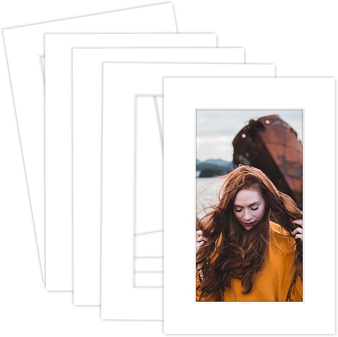 MBC MAT BOARD CENTER, 5 Pack 4x6 for 3x5 White Picture Mats Frame Mattes, Bevel Cut, Acid Free, 4-ply Thickness