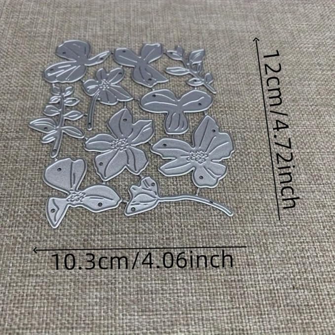 Lapoo Metal Cutting Die for Scrapbooking, 3D Backgrounds Frame New Cutting Dies DIY Album Card Making Decor Paper Craft Metal Die Cuts Party Wedding Decorations (Flower Branches 4.7 x 4.1 in)