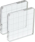 PATIKIL 2" x 2" Acrylic Stamp Block, 2 Pack Clear Stamping Block with Grid Lines Decorative Mounting Blocks Square for Scrapbooking DIY Crafts Card Making