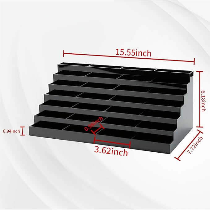 Acrylic Business Card Holder for Desk Multiple Business Card Holders 28 Slot 7 Tier Large Business Card Organizer Business Card Display Rack Black Plastic Business Card Stand for Home Office