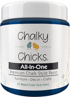 Chalky Chicks All-in-One Chalk Paint for Furniture or Cabinet - 4 Fl Oz - Matte Finish DC Blue Navy Blue for Metal, Wood Furniture Paint - No Sanding All-in-One for Home Decor & Crafts, USA Made
