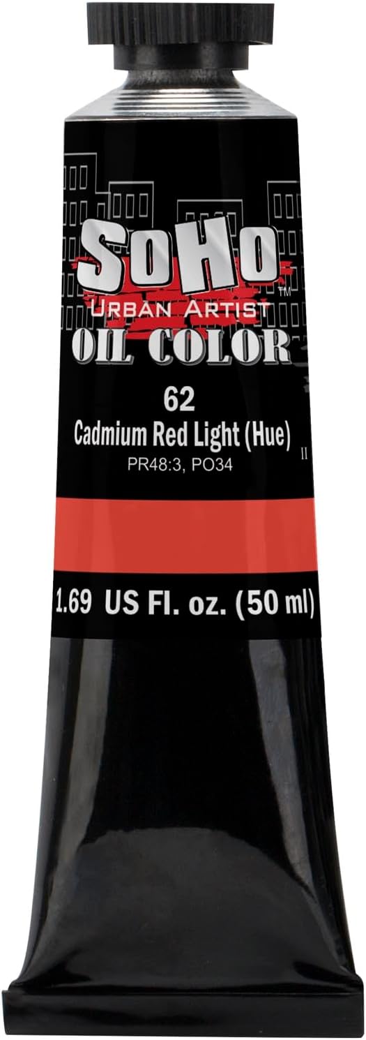 Soho Urban Artist Oil Paint - Cadmium Red Light Hue, 50 ml Tube - Best Valued Oil Colors for Painting, Excellent Pigment Load