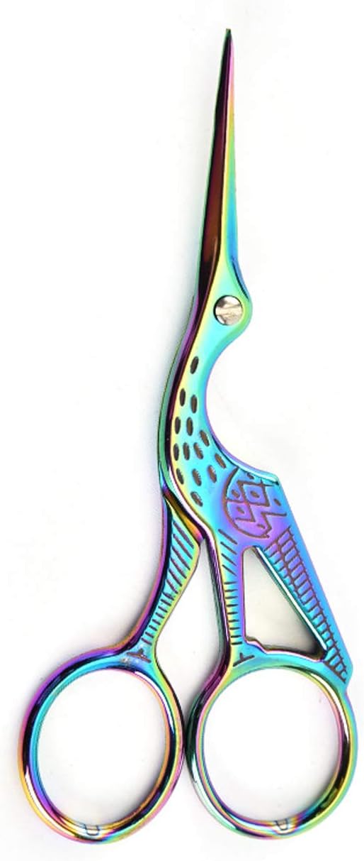 Vintage Stork Shape Sewing Scissors Stainless Steel Tailor Scissors Sharp Sewing Shears for Embroidery, Craft, Art Work & Everyday Use (4, Colorful)