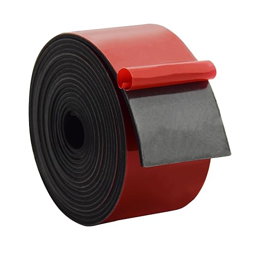 DOBTIM Solid Neoprene Rubber Strips with Adhesive Backing 1/16 (.062)" Thick x 2" Wide x 10' Long, Self Adhesive Rubber Sheets, Rolls & Strips for DIY Gaskets Crafts Pads Seals Warehouse Flooring