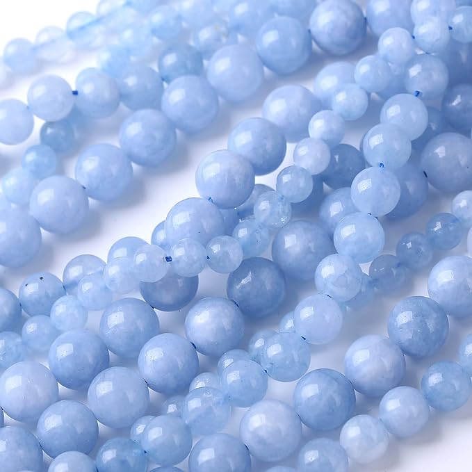 90PCS 4MM Natural Aquamarine Jade Chalcedony Round Loose Stone Beads for Jewelry DIY Energy Stone Healing Power Bracelet 15"