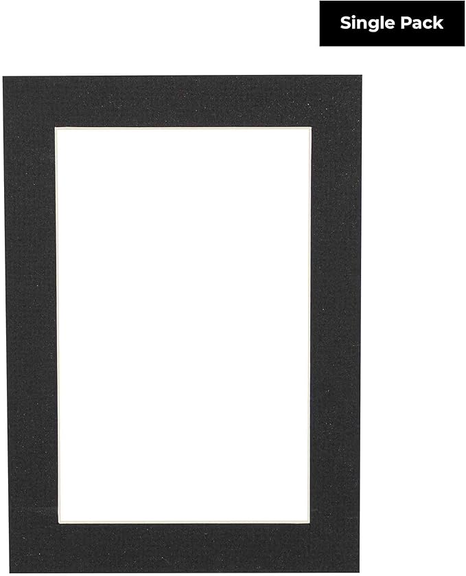 8.5x11 Mat Bevel Cut for 7x9 Photos - Acid Free Textured Black Precut Matboard - For Pictures, Photos, Framing - 4-ply Thickness