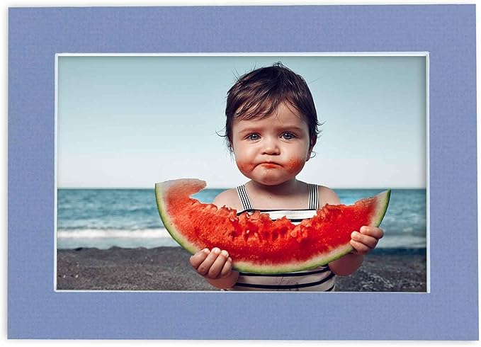 Pack of Ten 8x10 Mats Bevel Cut for 6x8 Photos - Acid Free Brittany Blue Precut Matboards for Pictures, Photos, Framing - 4-ply Thickness
