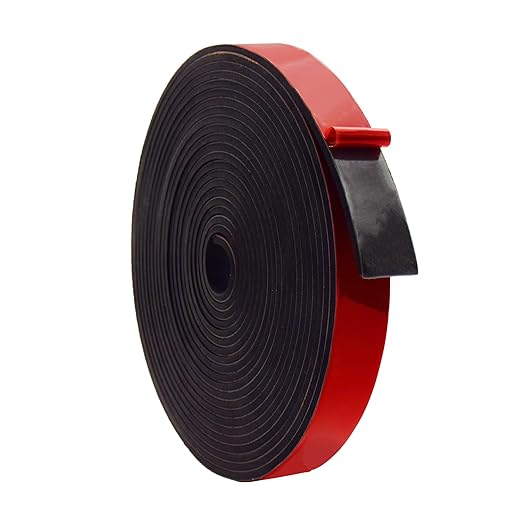 DOBTIM Solid Neoprene Rubber Strips with Adhesive Backing 1/8 (.125)" Thick x 1" Wide x 25' Long, Self Adhesive Rubber Sheets, Rolls & Strips for DIY Gaskets Crafts Pads Seals Warehouse Flooring