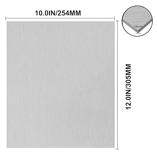 6061 T651 Aluminum Sheet Metal 10 x 12 x 1/8 (0.125") Inch Thickness Rectangle Metal Plate Covered with Protective Film, 3MM Aluminum Sheet Plate Flat Stock, Finely Polished and Deburred