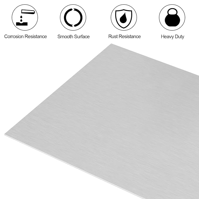 6061 T651 Aluminum Sheet Metal 12 x 16 x 1/8 (0.125”) Inch Flat Plain Aluminum Plate Covered with Protective Film, Heat Treatable Rectangle 3MM Aluminum Metal Plate for Industrial, Crafting