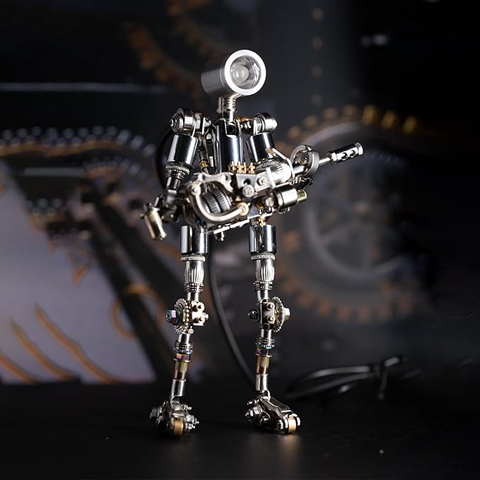 Mostarle Terminator M 3D Metal Puzzle, Arcynix DIY Mechanical Robot Model Kit, Sci-Fi Design LED Light Feature Unique Gift for Adults & Teenager (Purple)