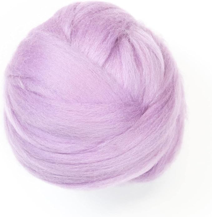 Colored Natural Wool roving, 8 OZ. Best Wool for Needle Felting, Wet Felting, handcrafts and Spinning. (Lavender)