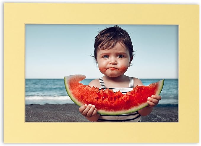 6x8 Mat for 8x10 Frame - Precut Mat Board Acid-Free Show Kit with Backing Board, and Clear Bags Soft Yellow 6x8 Photo Matte Made to Fit a 8x10 Picture Frame Matboard for Framing, Pack of 100 Mats