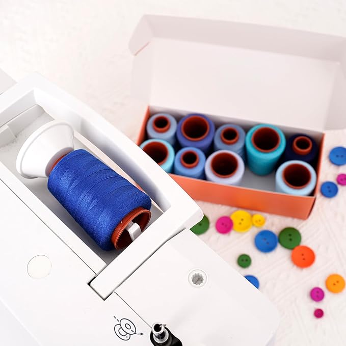 10 Pcs Sewing Thread, All Purpose Sewing Thread, 10 Spools Assorted Colors Each 800 Yards of Polyester Threads for Sewing Machine, Hand Stitching, Quilting, Serger (Blue Color System)