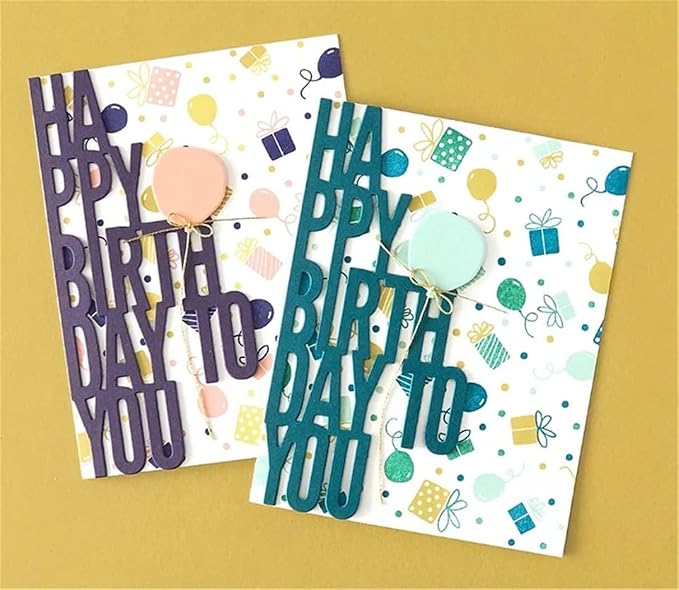 Mvchifay Cutting Dies for Card Making Metal Die-Cuts Scrapbooking Tool Hollow Frame DIY Craft Punch Template Embossing for Paper Album Decor (Happy Birthday Ballon-4.7x5.7in)
