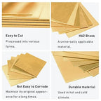 16 Gauge Brass Sheet，H62 Brass Plates Metal 0.047" Thickness x 5.9" Width x 5.9" Lenght, for Models, Crafts, Repairs, Electrical, 2Pcs
