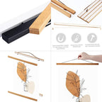 Ywlake Magnetic Poster Hanger, 9x12 9x14 9x17 Poster Frame Wood Wooden Magnet Print Posters Dowel Scroll Hanger Hangers Hanging Kit for Walls Map Canvas Artwork (Teak Wood, 9")