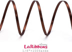 LaRibbons Brown Satin Ribbon 1/8 Inch 100 Yards Thin Luxury Double Faced Firar Brown Silk Ribbon for Flower Bouquet Crafts Gift Wrapping Wedding Christmas Decoration