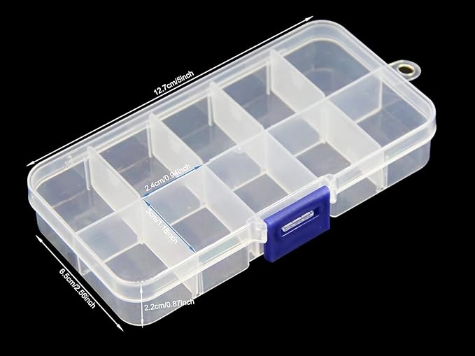20 packs Plastic Organizer Box 10 Grids Clear Storage Container Jewelry Case with Fixed Dividers for Beads Art DIY Crafts Jewelry Fishing Tackles (20pcs 10 Grids Box)