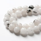 45pcs 8mm Natural Black Rutilated Quartz Crystal Jade Stone Beads for Jewelry Making Energy Healing Power Stone Beads DIY Bracelet Necklace Accessories 15" (8mm, Black Rutilated Quartz Jade)