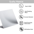 304 Stainless Steel Sheet - 2PCS 6" X 6" X 1/32" Thin Stainless Steel Plate 1/32 Inch Thickness with Protective Film Metal Sheets Stock Sheets for Kitchen DIY Crafting etc. (305 x 305 x 0.78 mm)
