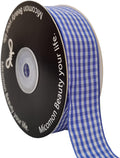 Blue and White Gingham Ribbon Plaid Ribbon 25 Yards Each Roll 100% Polyester (1", Blue)