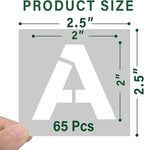 WISYOK 2 Inch 65 Pcs Letter Stencils and Numbers, Reusable Plastic Alphabet Art Craft Templates for Wood, Wall, Fabric, Rock, Signage,Cake,DIY