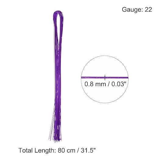 PATIKIL 32 Inch 22 Gauge Floral Stem Wire, 3 Pack/120 Pieces Bouquet Stem Paper Wrapped for DIY Crafts Flower Arrangements, Purple