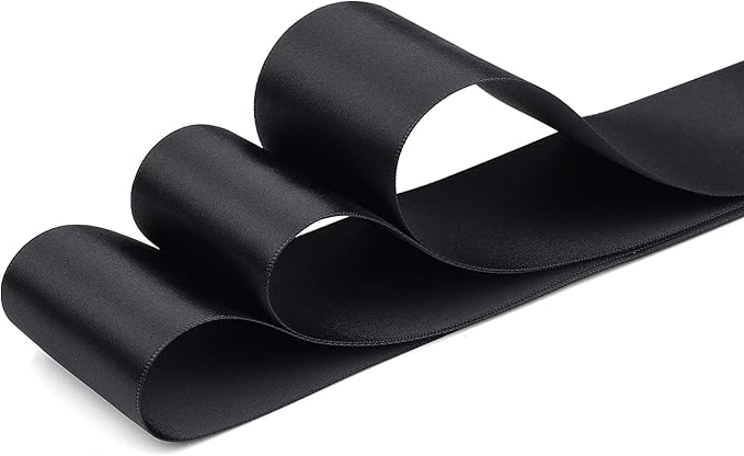 Humphrey's Craft 2 Inch Black Double Faced Satin Ribbon - 20 Yards for Gifts Wrapping DIY Bows Wedding Bouquet Cutting Ceremony Decoration Christmas Tree.