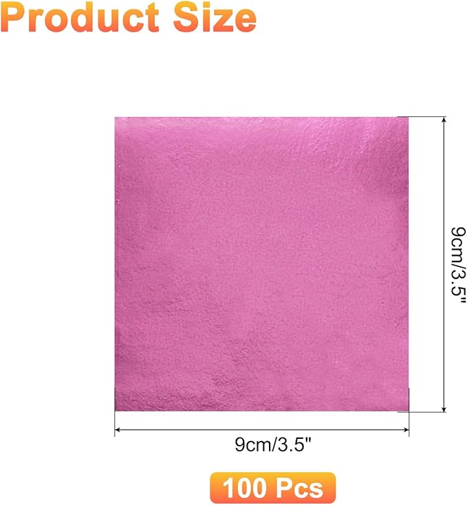 uxcell 100pcs Leaf Sheets, 3.5" x 3.5" Foil Sheets Paper Sheets for DIY Crafts Painting Nails Resin Furniture Decoration(Dark Rose Red)