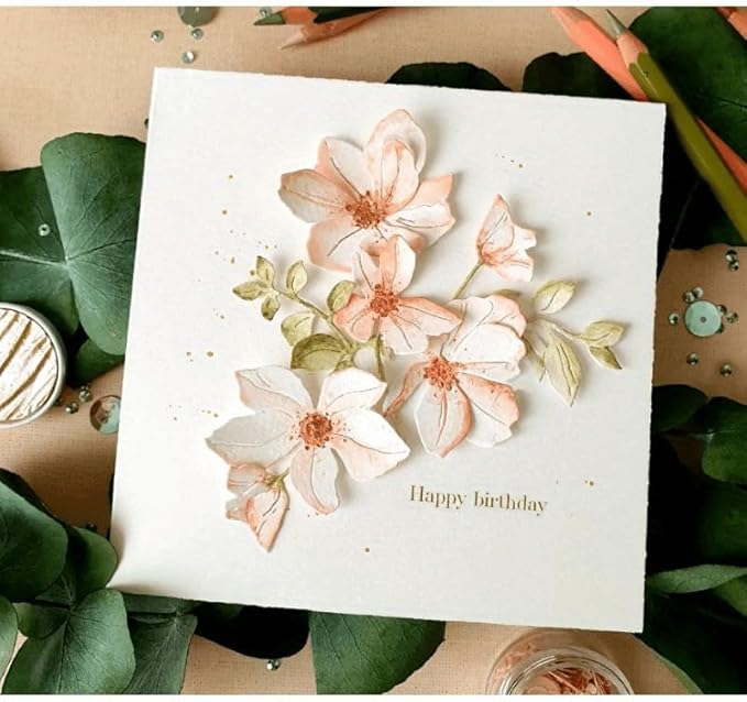Lapoo Metal Cutting Die for Scrapbooking, 3D Backgrounds Frame New Cutting Dies DIY Album Card Making Decor Paper Craft Metal Die Cuts Party Wedding Decorations (Flower Branches 4.7 x 4.1 in)