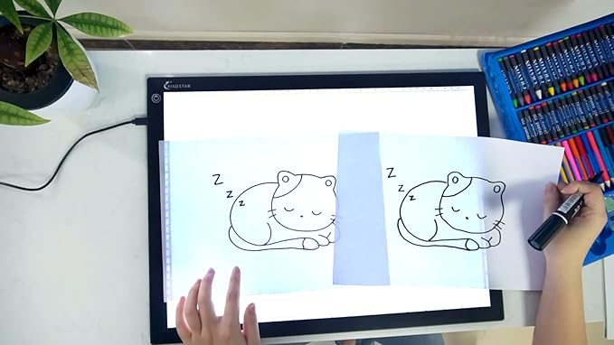 Light Box Drawing Pad A3, Tracing Board with Type-C Charge Cable and Brightness Adjustable for Artists, AnimationDrawing, Sketching, Animation, X-ray Viewing (A3-S)
