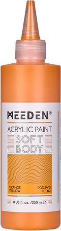 MEEDEN Orange Yellow Acrylic Paint: Matte Finish 250ml/8.45oz Soft Body Bulk Acrylic Colors in Matte Finish - Fluid Flow Art Paints for Artists Canvas Painting