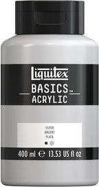 Liquitex BASICS Acrylic Paint, 400ml (13.5-oz) Bottle, Silver