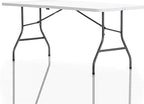 Cosco 6ft Fold-in-Half Blow Molded Folding Table, Indoor/Outdoor, Comfort Handle, Lightweight Plastic Construction - White