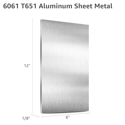6061 T651 Aluminum Sheet Metal 6" x 12" x 1/8" (0.125") Rectangle Metal Plate Covered with Protective Film, 3mm Flat Aluminum Plate for Crafting and Industry